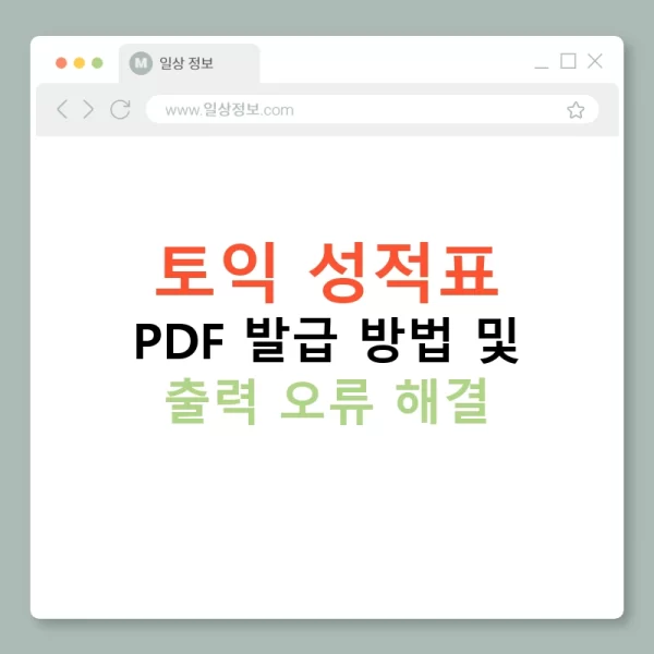 토익 성적표 PDF 발급 방법 및 출력 오류 해결
