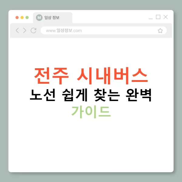 전주 시내버스 노선 쉽게 찾는 완벽 가이드