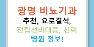 광명 비뇨기과 추천, 요로결석, 전립선비대증, 신뢰 병원 정보!