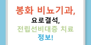 봉화 비뇨기과, 요로결석, 전립선비대증 치료 정보!