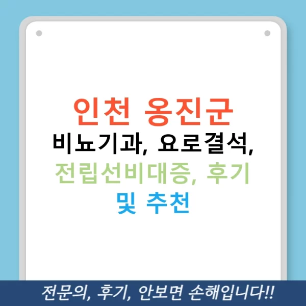 인천 옹진군 비뇨기과, 요로결석, 전립선비대증, 후기 및 추천