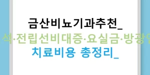 금산비뇨기과추천: 요로결석·전립선비대증·요실금·방광염·혈뇨 치료비용 총정리!