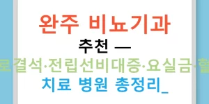 완주 비뇨기과 추천 — 요로결석·전립선비대증·요실금·혈뇨 치료 병원 총정리!
